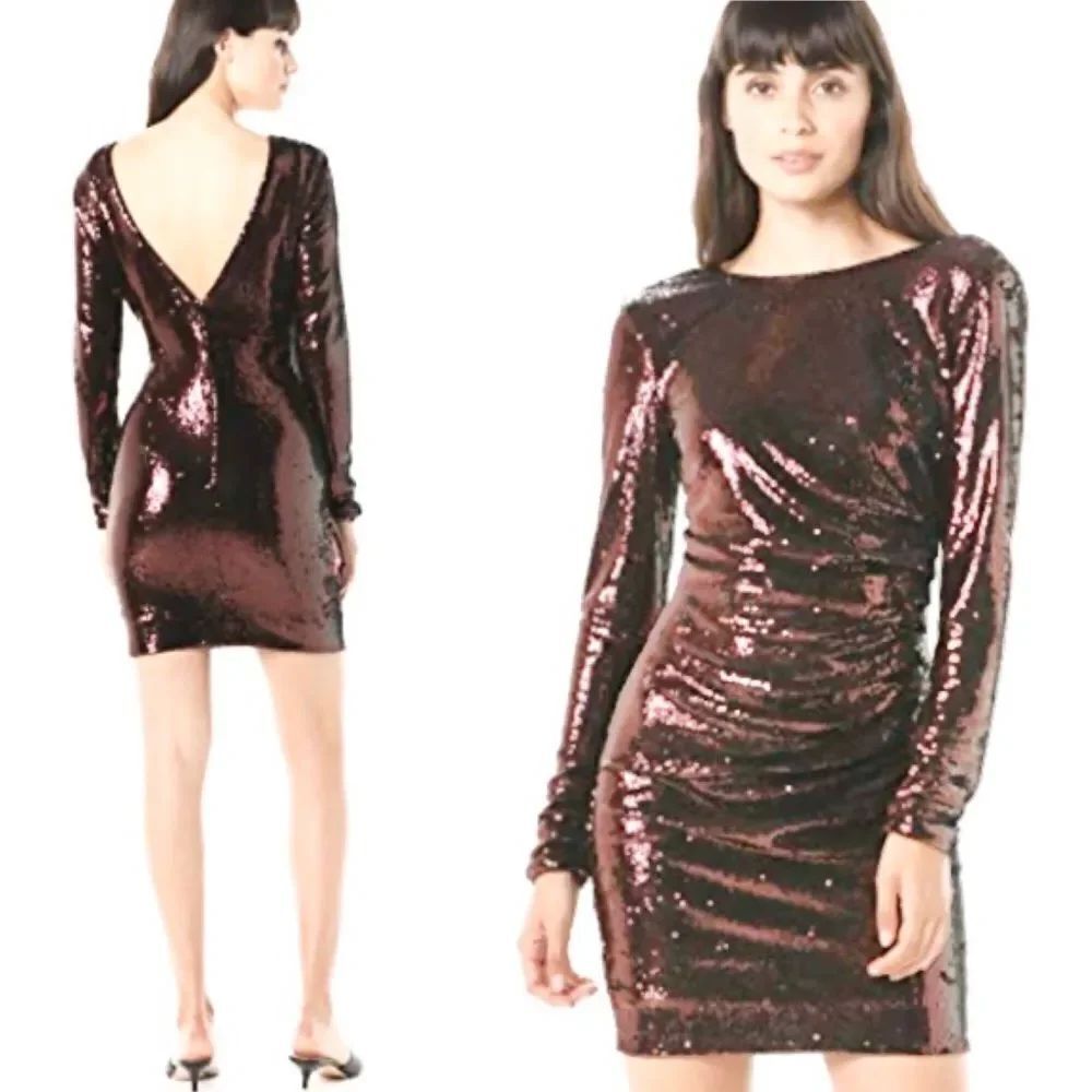 NEW Dress The Population Lolita wine sequins mini dress XXL